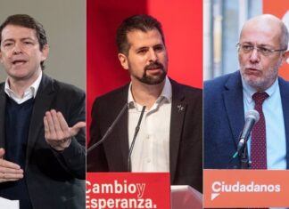 Mañueco, Tudanca e Igea. Los candidatos de los tres partidos con grupo parlamentario propio en las Cortes, PSOE, Luis Tudanca; PP, Alfonso Fernández Mañueco, y Ciudadanos (Cs), Francisco Igea, se verán este lunes, 31 de enero, en un "atípico" debate ya que el candidato de la formación naranja tendrá que intervenir de forma telemática al dar positivo por Covid-19 el pasado viernes y verse obligado a confinarse durante siete días. POLITICA CASTILLA Y LEÓN ESPAÑA EUROPA VALLADOLID