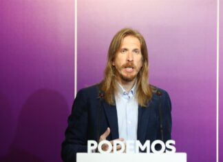 El coportavoz de Podemos y coordinador de la formación en Castilla y León, Pablo Fernández, ofrece una rueda de prensa en la sede del partido, a 13 de septiembre de 2021 - Marta Fernández Jara - Europa Press