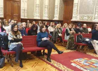 Público asistente a la Jonrada Regional de Orientadores en el Palacio Provincial de la Diputación de Palencia