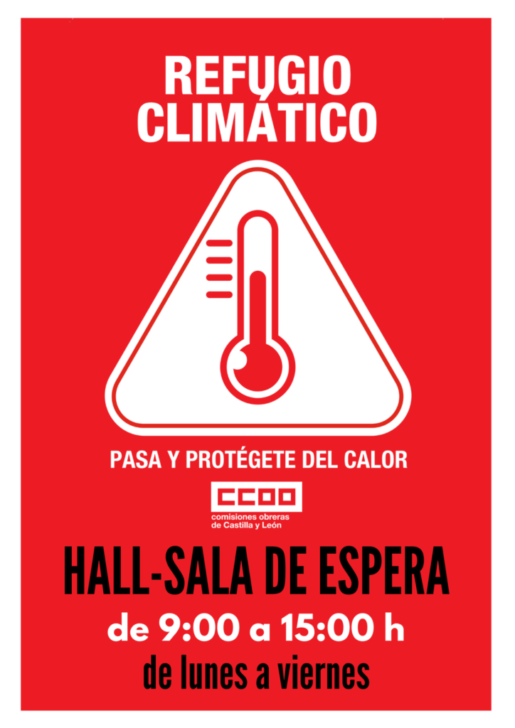 CARTEL REFUGIO CLIMATICO CC.OO. LUGAR Y HORARIO