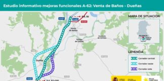 Transportes aprueba el estudio informativo para mejorar la capacidad y la funcionalidad de la A-62, entre Venta de Baños y Dueñas