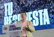 Alfonso Mañueco en su Mitin de campaña de Palencia
