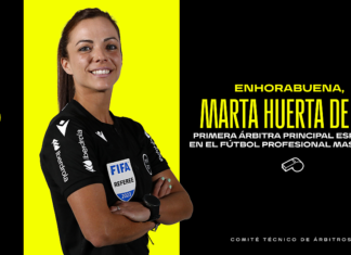 Marta Huerta de Aza, primera árbitra principal española en el fútbol profesional masculino