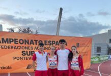 Los cuatro atletas participantes del Club Atletismo Puentecillas de Palencia
