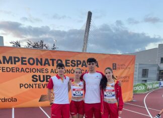 Los cuatro atletas participantes del Club Atletismo Puentecillas de Palencia