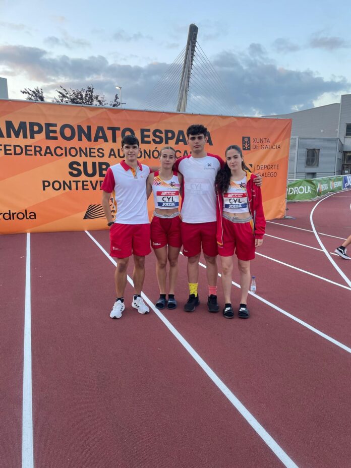 Los cuatro atletas participantes del Club Atletismo Puentecillas de Palencia