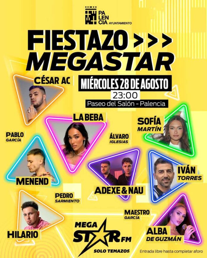 Festival y concierto Fiestazo Megastar del 28 de agosto en Palencia