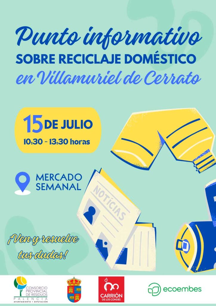 Punto informativo contenedor reciclaje amarillo en Villamuriel de Cerrato - Consorcio Provincial de Residuos