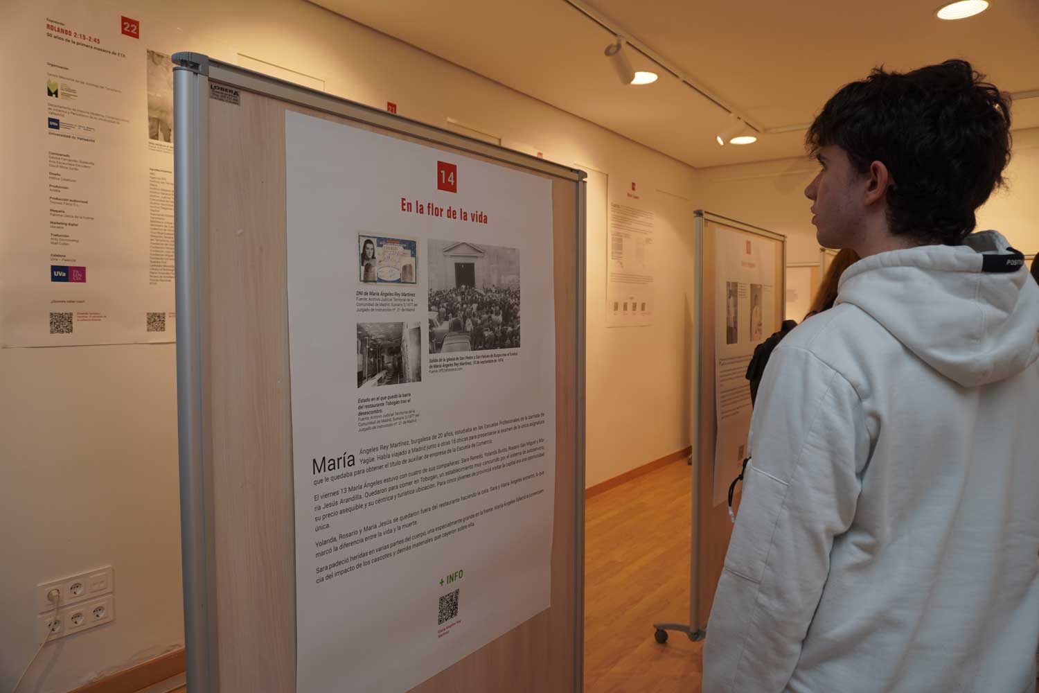 Acto inaugural de la exposición sobre el atentado de ETA en la Cafetería Rolando, que puede visitarse en el Campus de Palencia