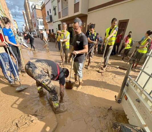 ICAL . Cinco bomberos de Segovia trabajan en la zona de la localidad valenciana de Alcudia realizando tareas de limpieza y rastreo de viviendas