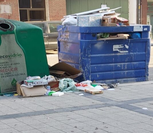 Imagen de basura en la ciudad aportada por Izquierda Unida-Podemos en Palencia