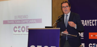 Brágimo / ICAL. IX Premio Trayectoria Empresarial de CEOE Palencia, en la imagen intervencion de Antonio Garamendi, presidente de CEOE