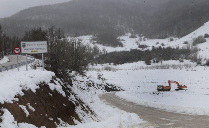 Nieve en el norte de la provincia de Palencia