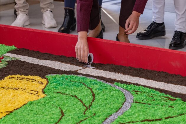 Alfombra belenista elaborada por la Asociación de Alfombristas de Carrión de los Condes