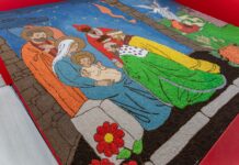 Alfombra belenista elaborada por la Asociación de Alfombristas de Carrión de los Condes