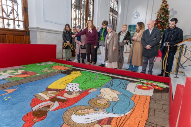 Alfombra belenista elaborada por la Asociación de Alfombristas de Carrión de los Condes